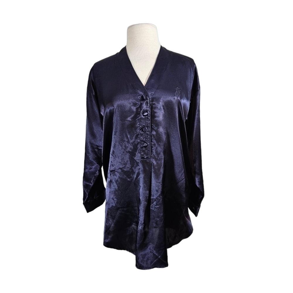 Victoria's Secret Gold Label Vintage Indigo Satin Night Shirt